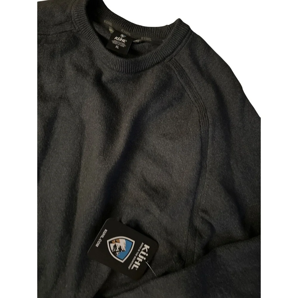 Kuhl Revel Crew Neck Sweater Mens XL Charcoal Gray Merino Wool Blend NWT